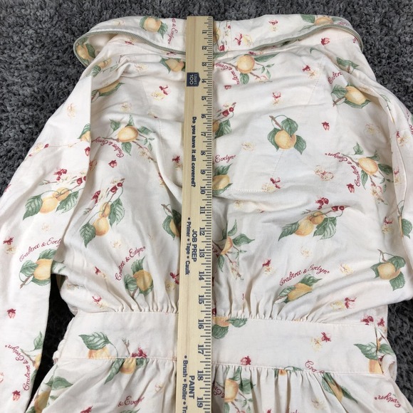 Crabtree & Evelyn Robe Womens Small White Cotton Kimono Belted Lemon Floral - Picture 11 of 13